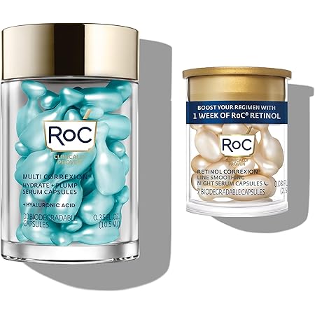 ROC Multi Correxion Hyaluronic Acid Night Serum Capsules (30 CT) + RoC Retinol Capsules (7 CT), Anti Aging Skincare