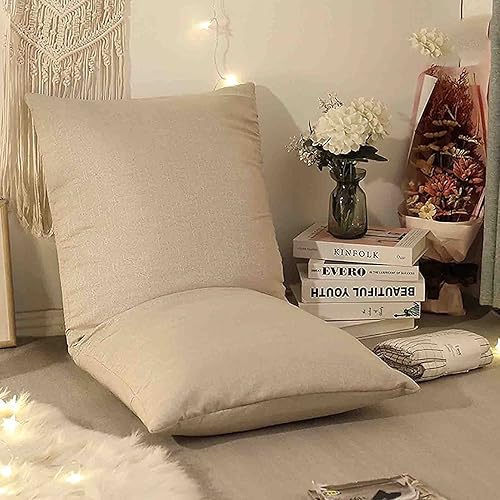 JINCAN Silla reclinable, sillas plegables, tapete de tatami para interiores con soporte trasero, cojín ligero para asiento de piso con 5 posiciones