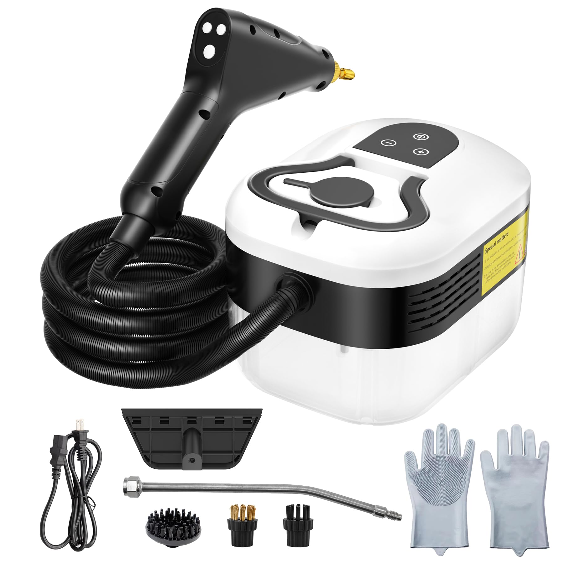 Dampfreiniger 2500W Mit 4,5 Bar Druck – 6 Geschwindigkeiten, 4 Bürsten & 1200 Ml Tank Für Haushalt Und Auto
