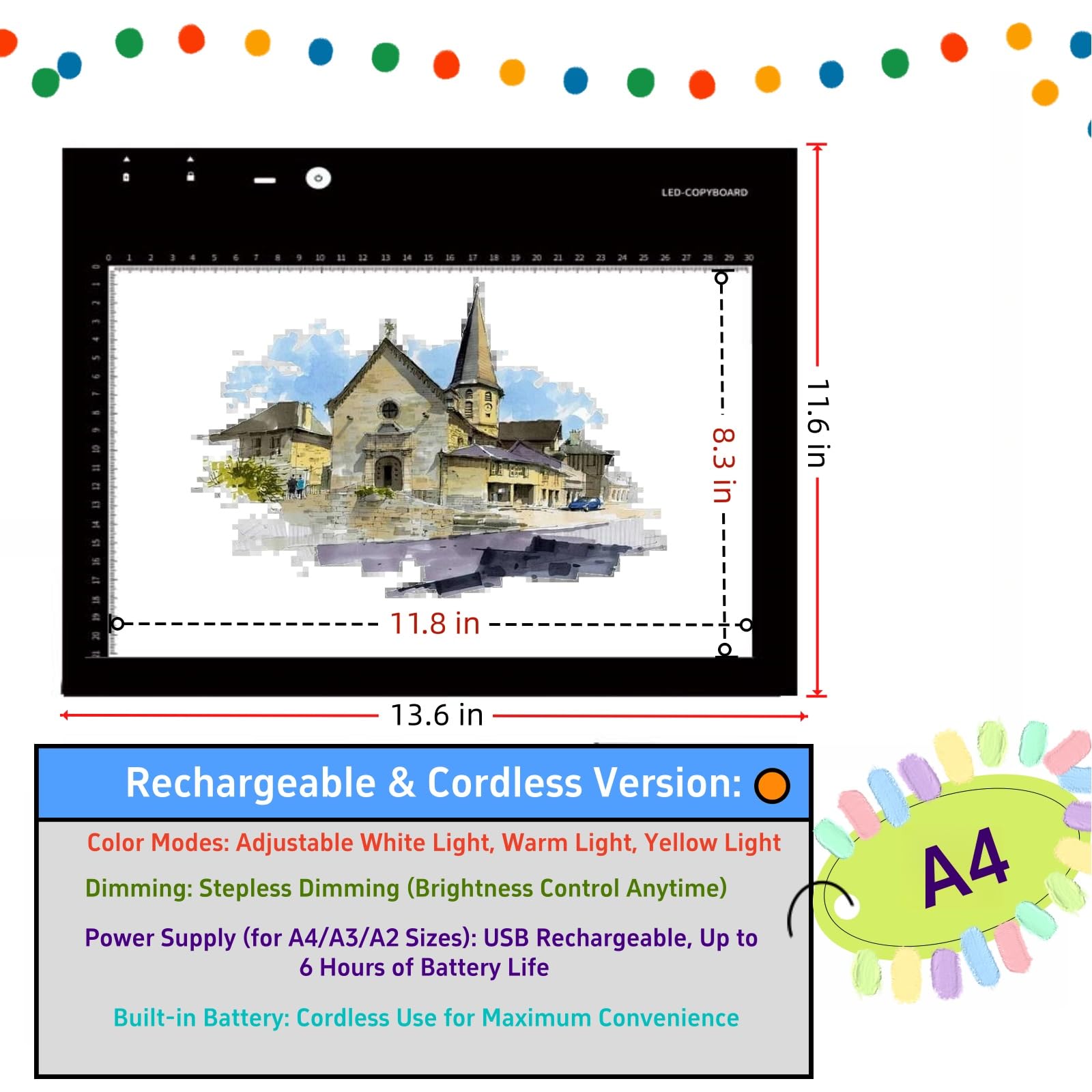 Tablette Traçage Led Rechargeable Pad Lumineux 3 Températures ≥6h Autonomie Sac + Tapis Offerts