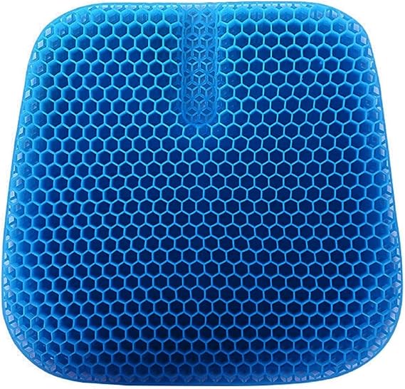 Cuscini per Sedie in Gel, Struttura a Nido d'Ape Traspirante Cuscino Gel Antidecubito per Sedia a Rotelle Casa Ufficio Auto, 45 * 42 * 3cm, Blu Scuro