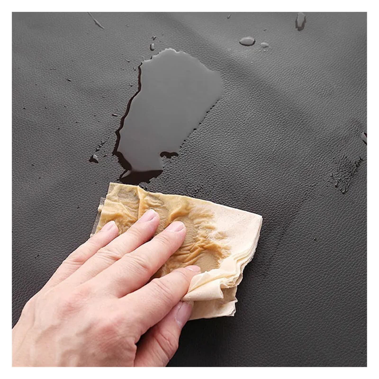 IOFIT Delantal impermeable de cuero PU, delantal de restaurante resistente a las manchas grueso y extendido, delantal negro limpio 1