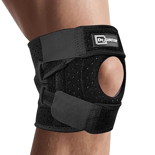 Rodillera para hombres y mujeres con almohadilla de rótula y estabilizadores laterales, soporte de rodilla de rótula abierta para aliviar el dolor