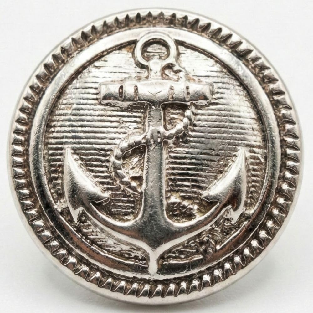 Silver Anchor Metallic Shank Buttons - 18mm - Pack of 4 - Nautical Sewing Buttons for Blazers, Peacoats, Jackets & Crafts - Giddy Square — image 1