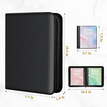 Jumbo Card Binder 60 Pockets - WITHYU Ringless PU Leather Album for 5.7 x 7.9 Oversized Cards, Premium Storage for MTG & TCG Promo Collections (Black)