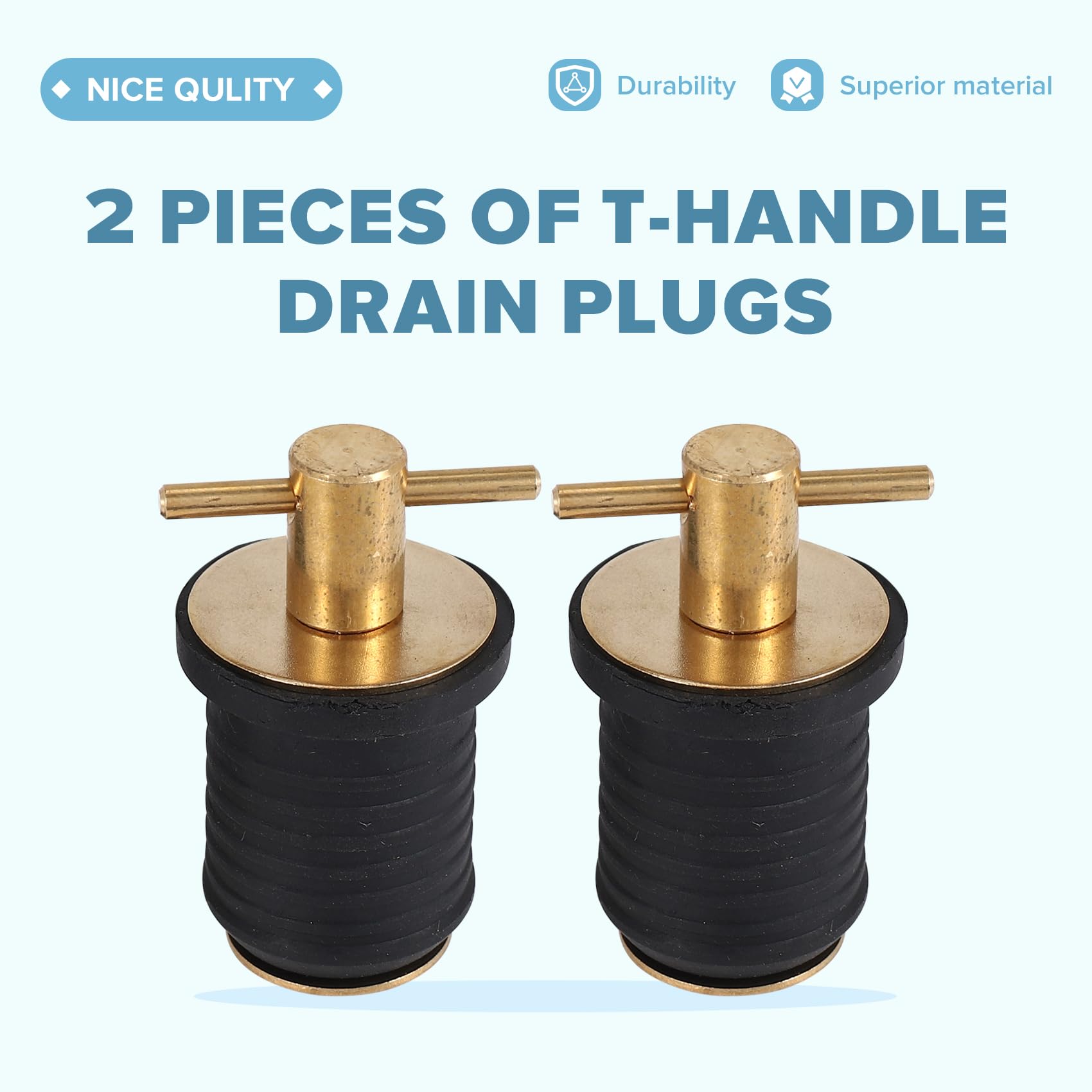 2 Pezzi Tappo di Scarico con Impugnatura Un T Tappi di Scarico per Barche Marine Twist-Turn Tappi nel Gomma con Manico nel Accessori per Barche