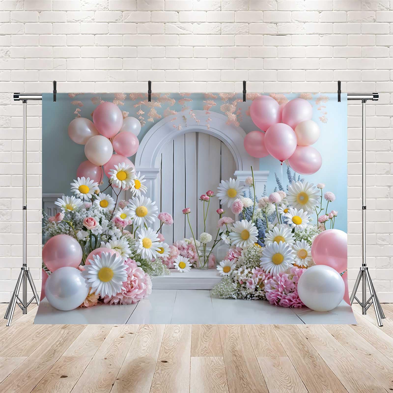AIBIIN 2,1x1,5m Toile De Fond Happy Birthday, Motif Papillon Et Fleurs Roses Et Violettes, Pour Photographie De Fille Et Femme, Décorations De Fête D' Anniversaire Bannière D'accessoires De Photo