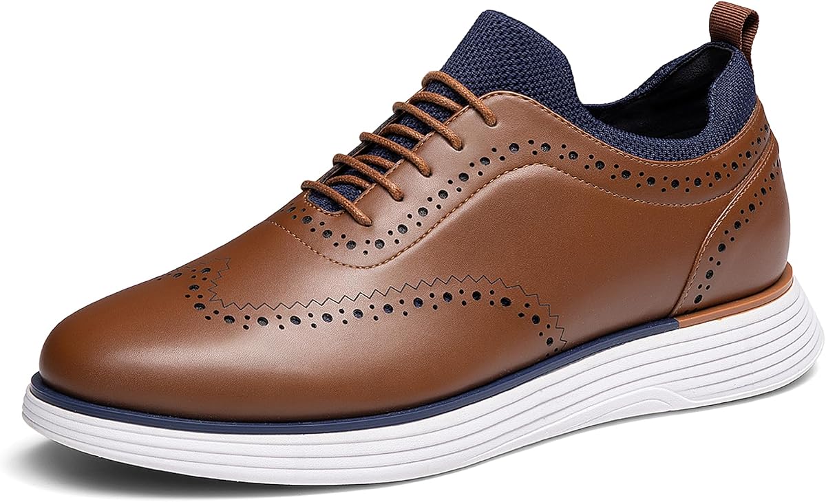Bruno Marc Men's MaxFlex Dress Sneakers Oxfords | 5mm Mesh EVA Insole with Arch Support, Shock-Absorbent MD Midsole, Non-Slip Rubber Outsole for Formal & Casual Wear