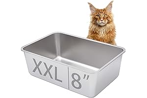 Extra Large Deep Stainless Steel Cat Litter Pan