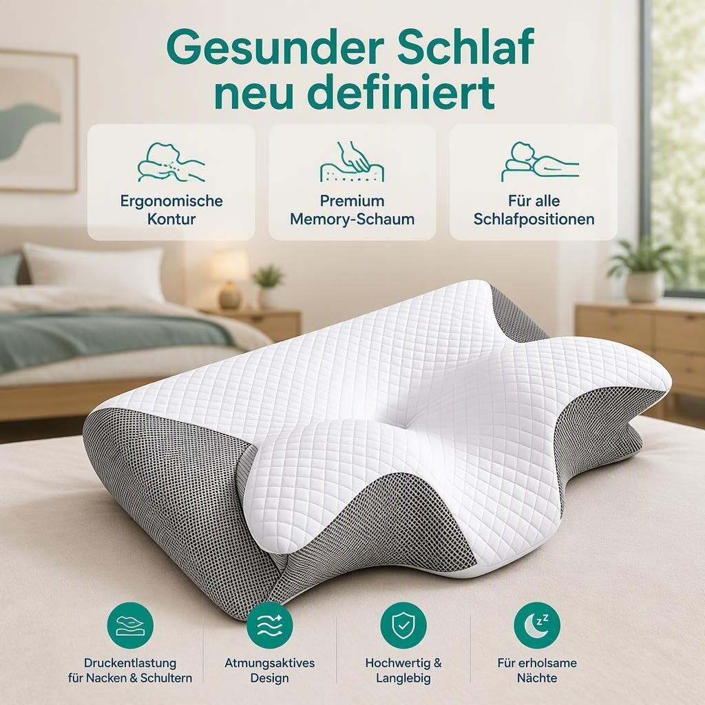 Orthopädisches Kopf- & Nackenstützkissen, Nacken Kissen Schlaf
