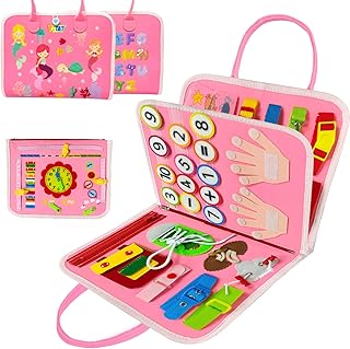 Busy Board Toys for 1 2 3 Year Old Toddler Learning Fine Motor Skills Montessori Toys, Travel Toys for Plane and Car, Preschool Educational Learning Buckle Sensory Toys, Best Gift for Boys Girls