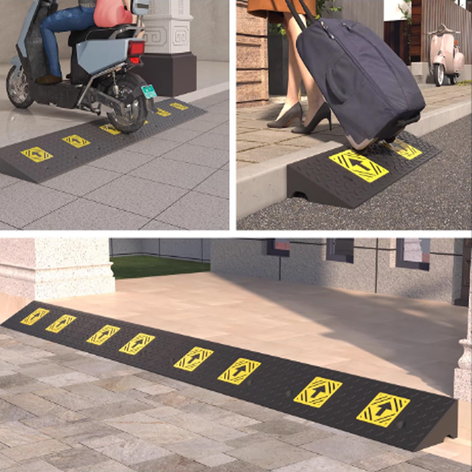 Rampas De Acceso Resistentes, Rampas De Pendiente, Rampas De Acceso Resistentes, For Motocicletas, Automóviles Y Sillas De Ruedas.(100 * 25 * 5cm/39.4 * 9.8 * 2in)