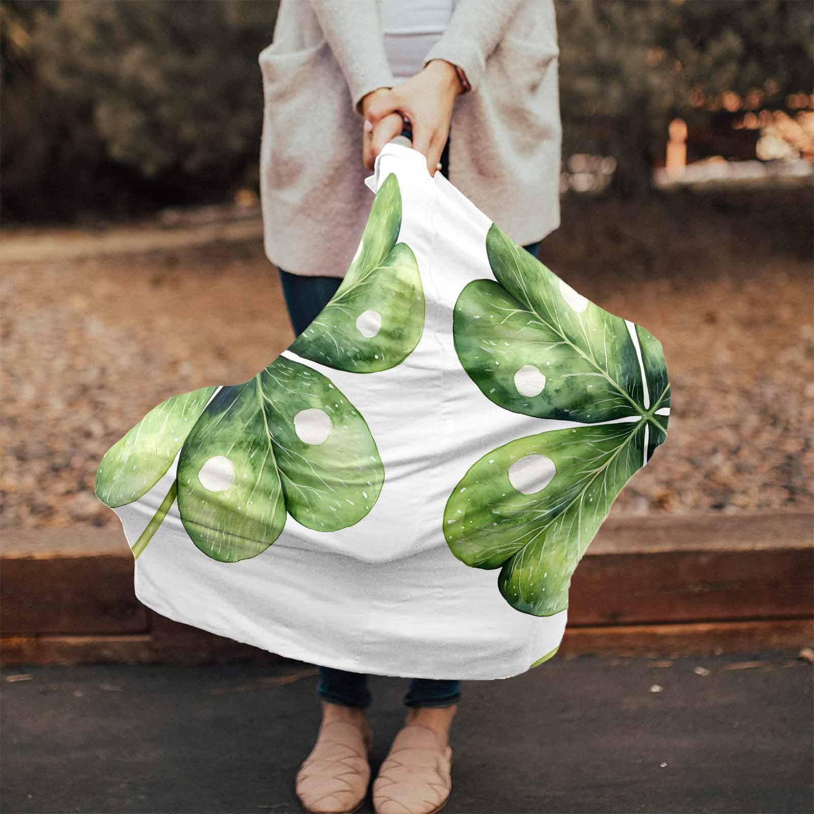 Nursing Cover for Breastfeeding Scarf, St. Patrick's Day Green Four Leaf Shamrock Baby Car Covers Super Soft Multi Use for Canopy Shopping Cart Cover Blanket Stroller Cover