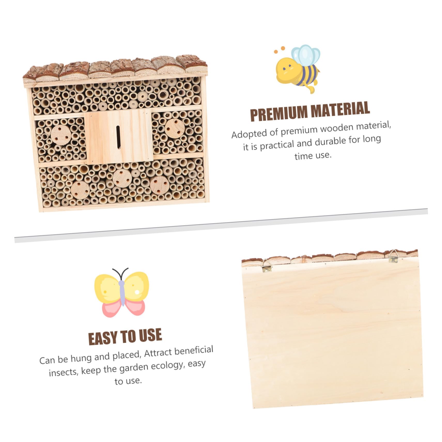 Gatuida Casetta per Insetti Mantiene L'ecologia del Giardino Beige in Legno Stile Baita Attrattore di Insetti Utili Rifugio e Api Solitarie per Giardino