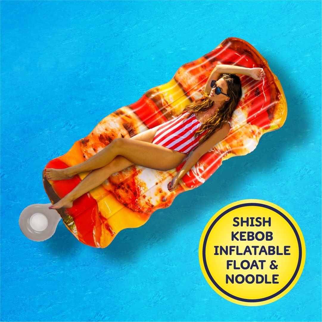 Chicken Shish Kebab Float and Noodle - Pool Float Tube, Inflatable Rafts for Kids & Adults - Large Blow Up Float for Summer Beach Swimming - Two Floats - Take2Floats