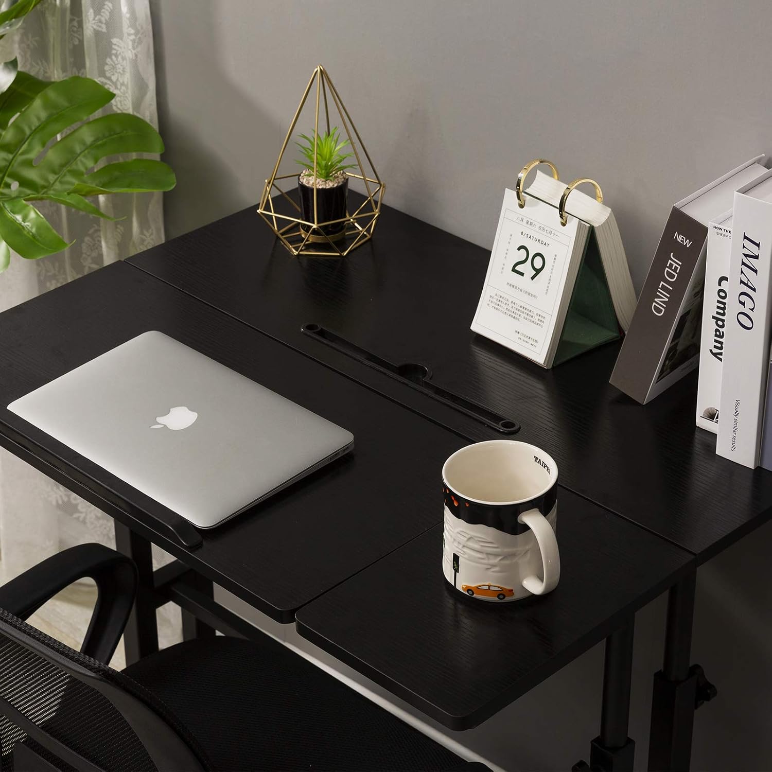 SIDUCAL Mobile Standing Desk, Rolling Ajustable Computer Desk, Mobile Computer Workstation Adjustable Desks for Home Office for Stand Up, Black