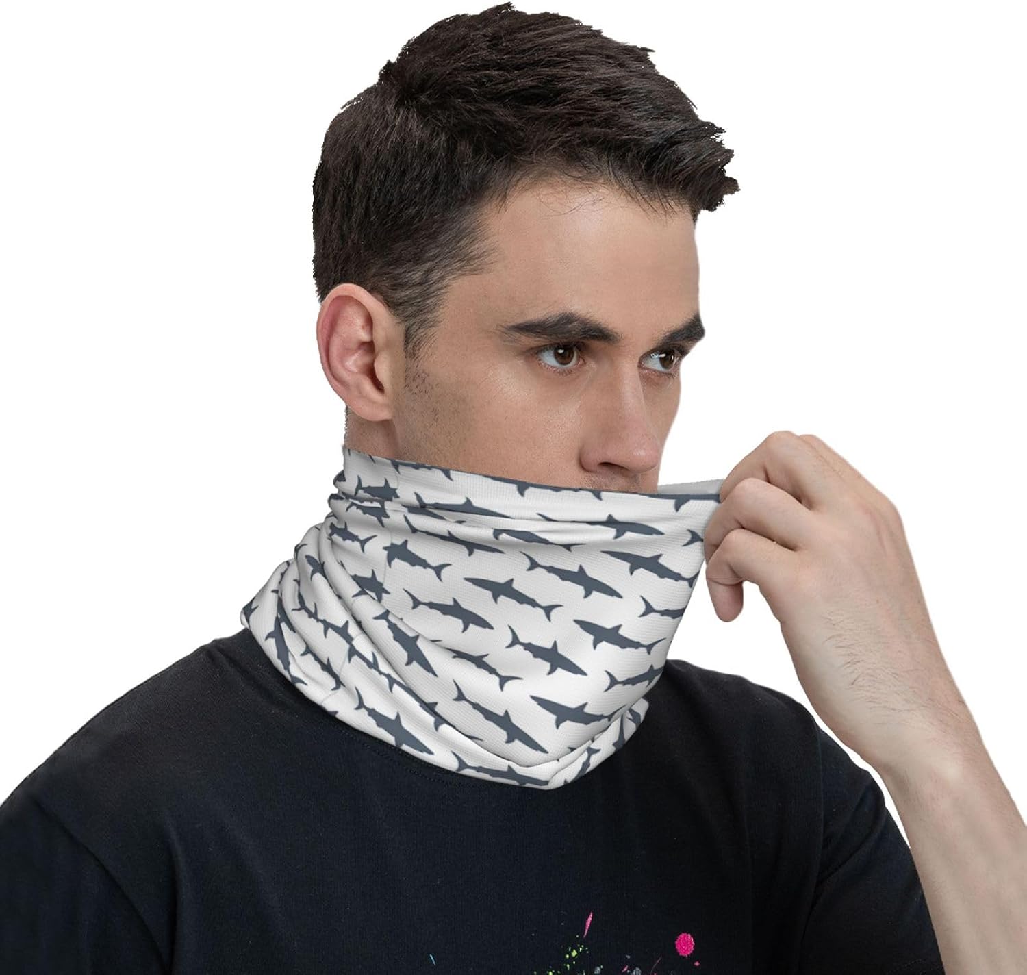 fish and shark Print Neck Gaiter Face Mask for Men Women,Sun Protection Cover Scarf Balaclava,Headwear