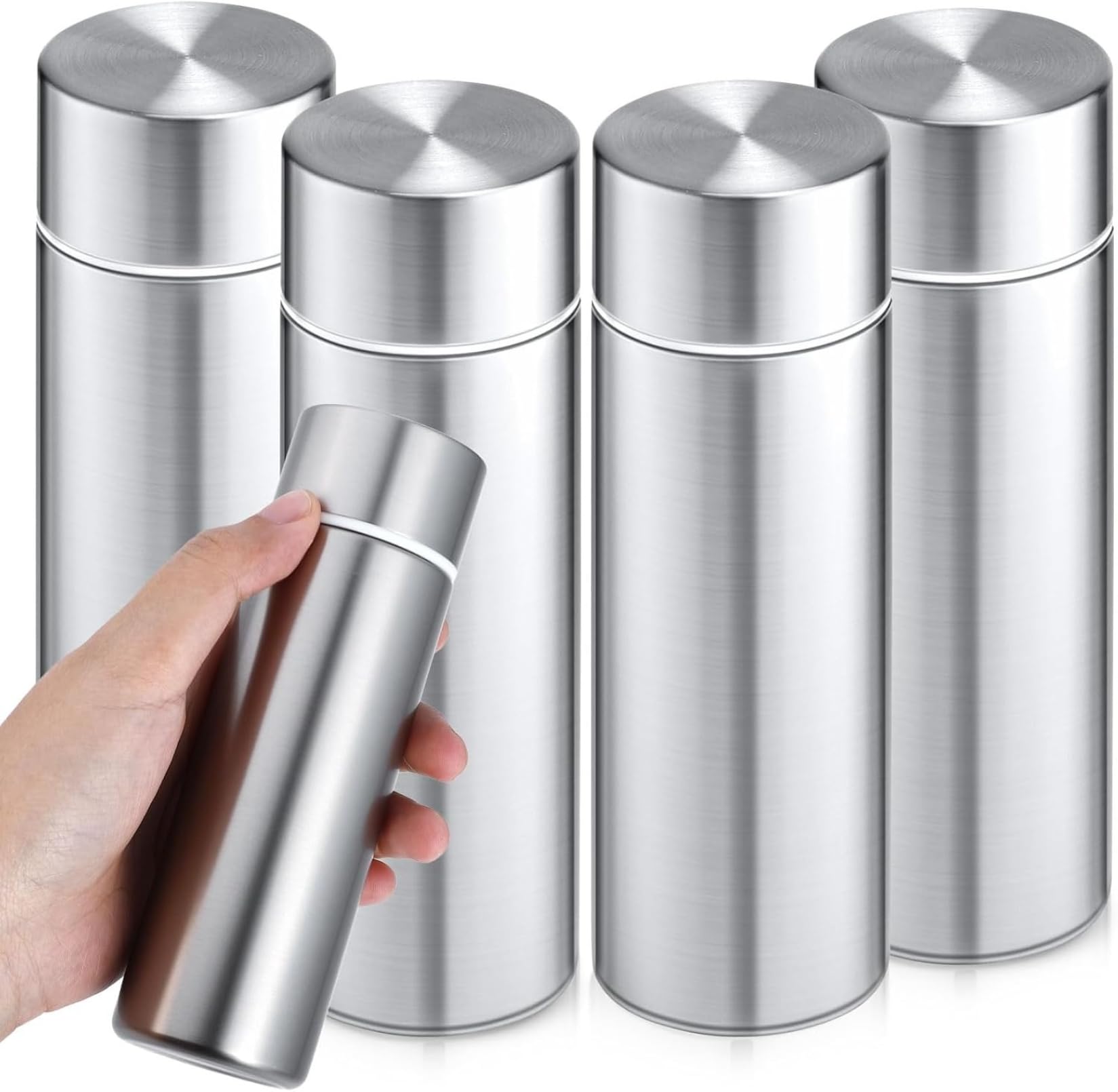 Mini borracce per l'acqua, confezione da 4, 130 ml, in acciaio inox