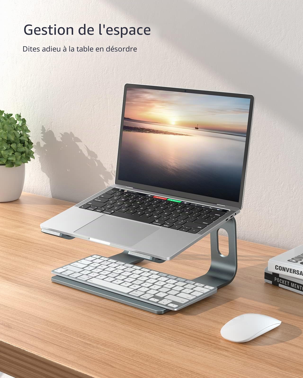 Nulaxy Support pour Ordinateur Portable, Support Amovible Ergonomique en Aluminium,Compatible avec Les Ordinateurs Portables MacBook Air Pro, Dell XPS, HP, Lenovo et Plus 10-15.6 Pouces Gris