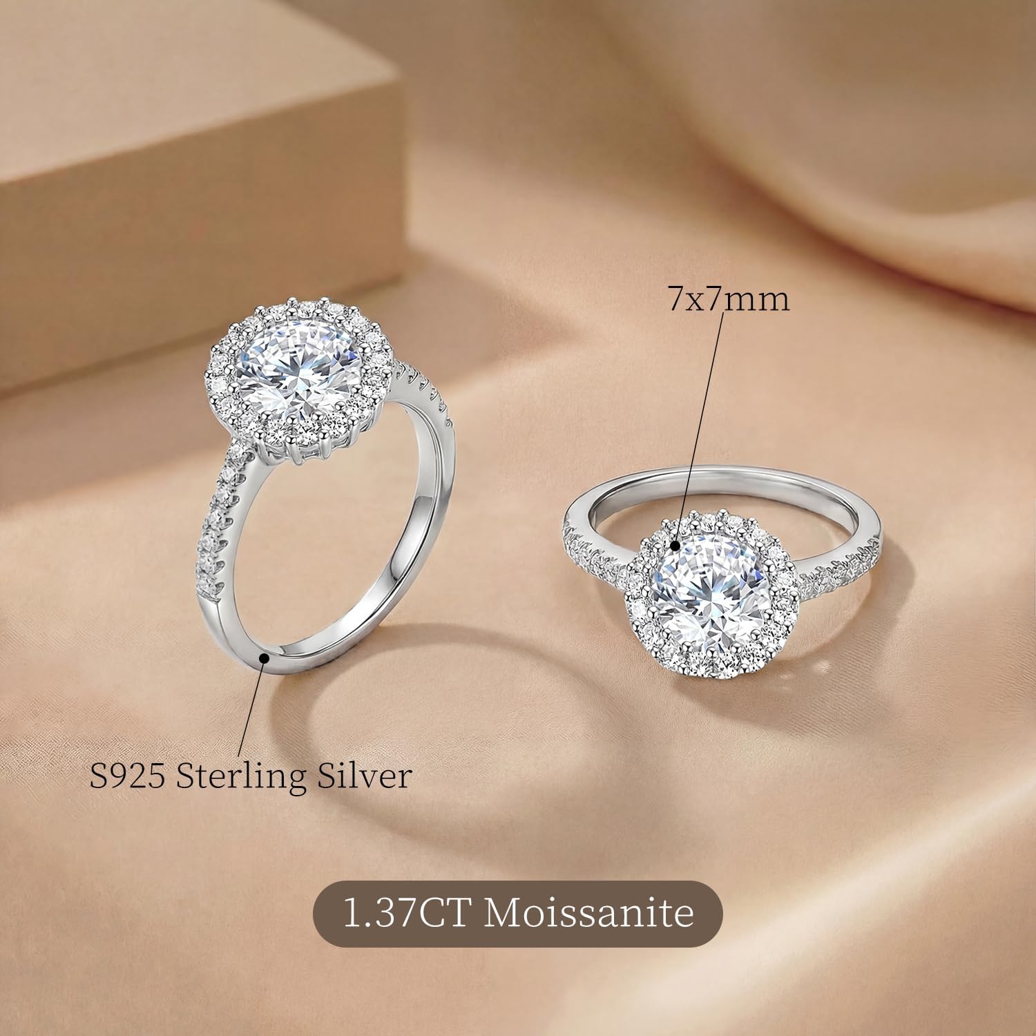 Moissanite Eternity Wedding Band for Women, 1.35Ct D Color VVS1 S925 Sterling Silver Band Rings, Moissanite Jewelry for Travel Engagement Wedding Promise Anniversary (Size 6-8)