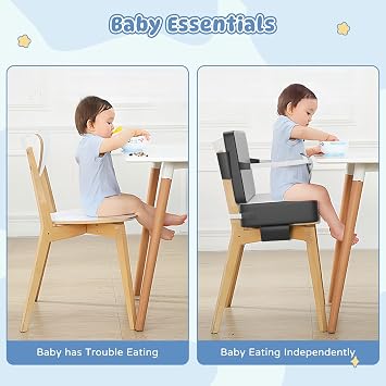 Booster Seat for Kitchen Chair with Backrest and Safety Buckles | Toddler Booster Seat for Dining Table, Non-Slip Portable Dining Seat, High Chair Alternative for Home & Travel