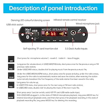 DC6-16V Bluetooth Decoder Board MP3 Player 2*30W 2 Channel Stereo Amplifier Car Integrated Module Multi-Purpose
