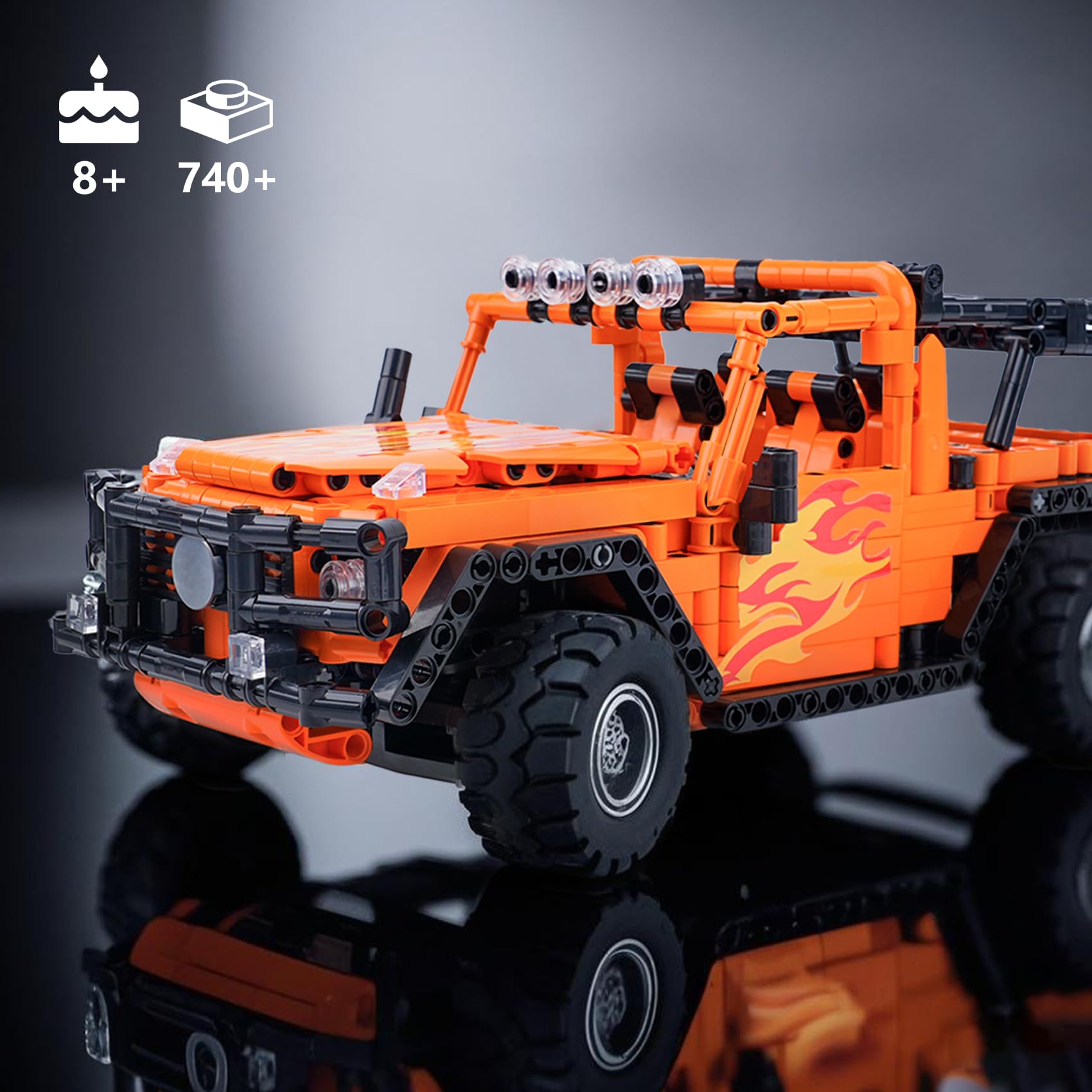 Juguetes de construcción STEM para niños y niños, juego de bloques de control remoto y aplicación, regalos de cumpleaños para edades de 8 a 12 años de edad, modelo naranja más grande (más de 5