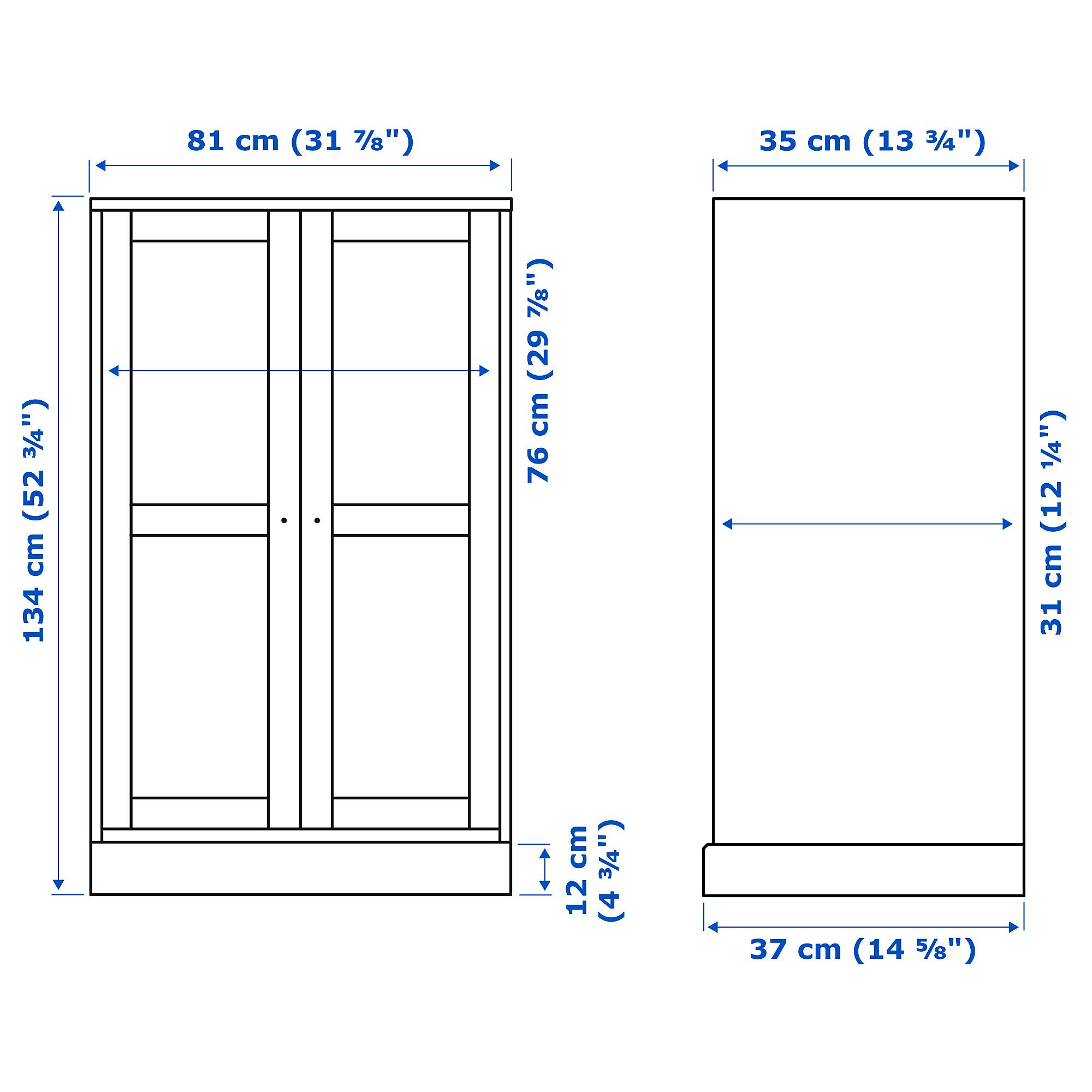 ProTuning HAVSTA Armoire à portes vitrées avec plinthe, blanc/verre transparent, 81 x 37 x 134 cm