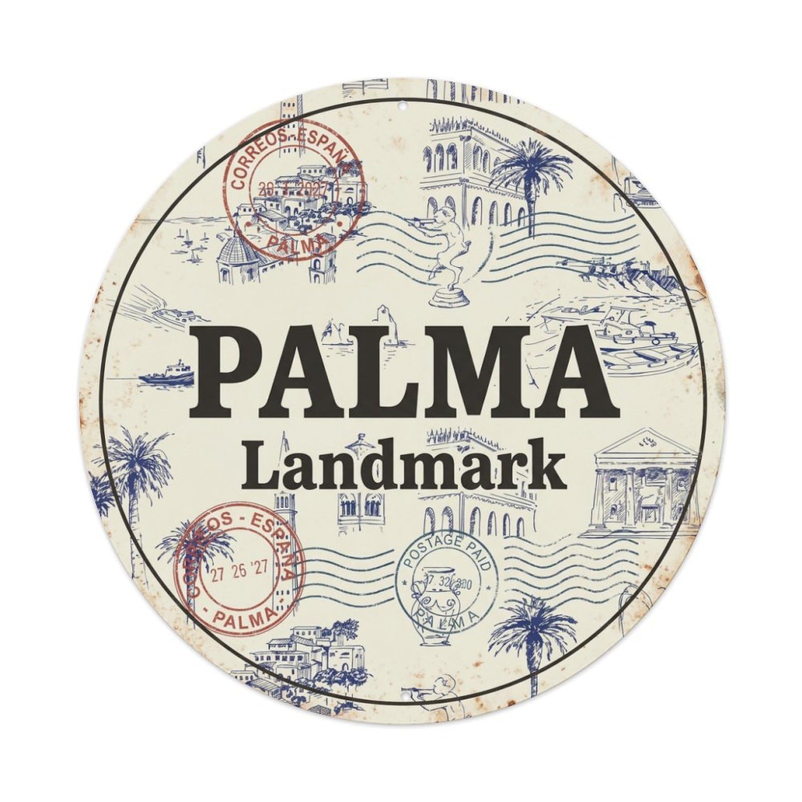 Tgrcjimh Style Metal Tin Sign Vintage Travel Palma Spain Destination