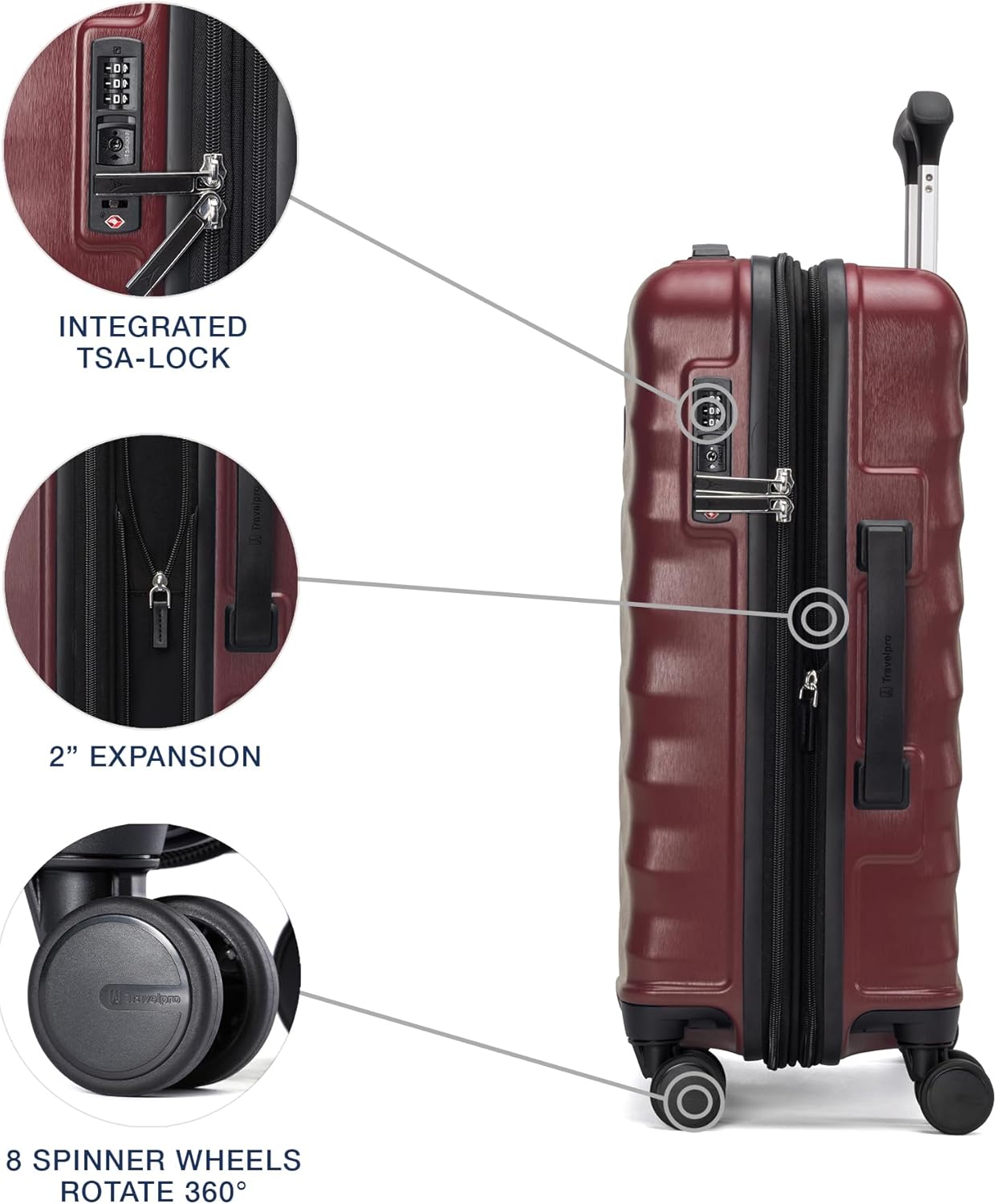 Travelpro Maxlite Air V2 Hardside Expandable Carry on Luggage, 8 Spinner Wheels, Lightweight Hard Shell Suitcase, TSA lock, Cabernet, Carry On 20-Inch
