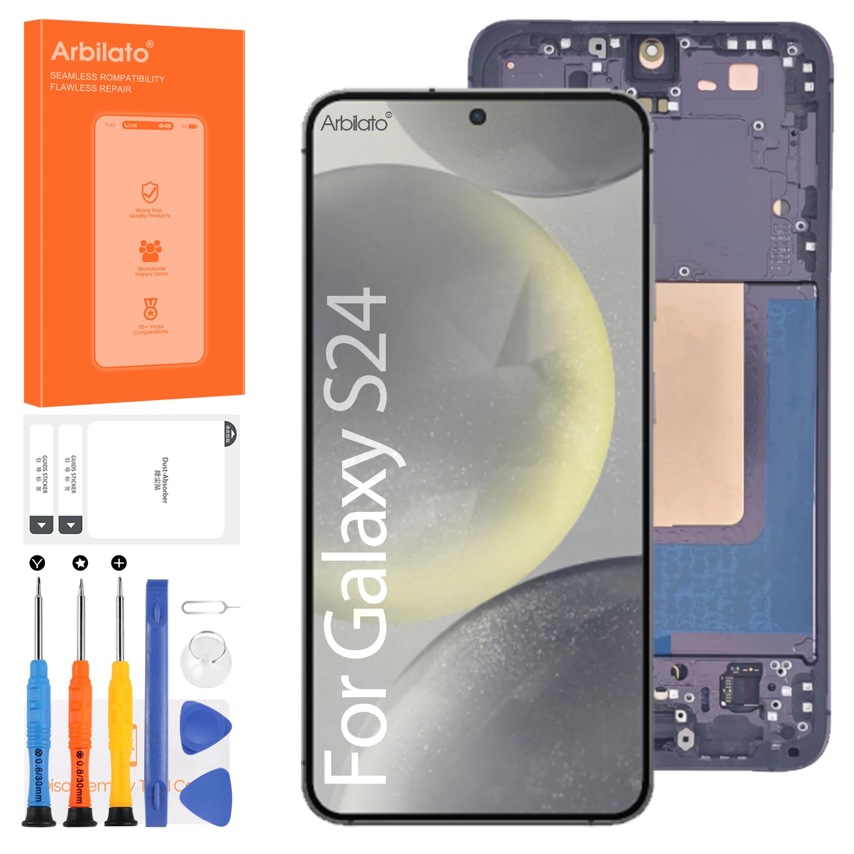 Photo 1 of AMOLED Screen for Samsung S24 Screen Replacement S24 LCD Screen SM-S921B,SM-S921U Touch Display Digitizer Assembly Repair Parts with Frame(with Fingerprint Function) (Black)