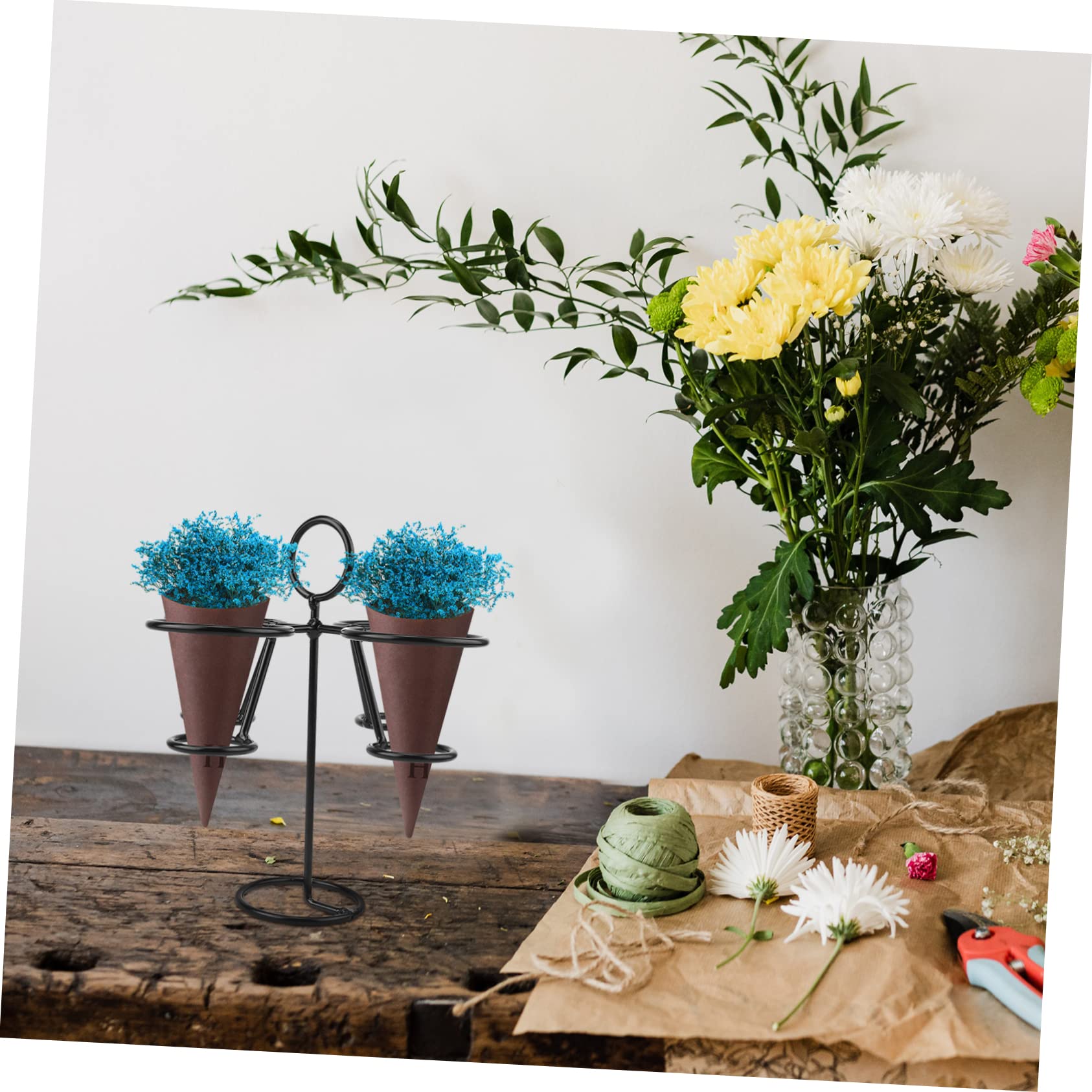 OFFSCH 1 PC Iron Ice Cream Stand Lollipop Display French Fry Stand French Fry Cone Cupcake Holder Stand Cone Holder Stand Stand Ice-cream Cone Bracket Waffles Wrought Iron Black