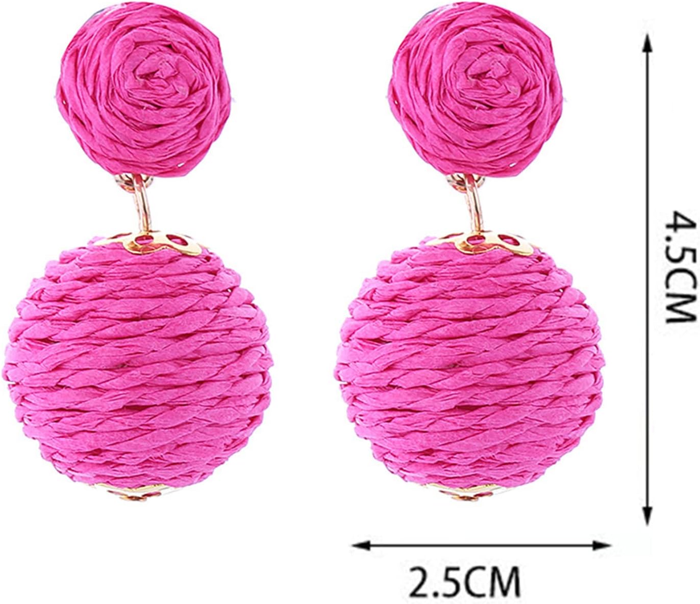 Statement Raffia Earrings for Women Ball Geometric Lantern Ratten Drop Earrings Palm Bohemian Dangle Earrings Summer Tropical Beach Jewelry - Image 4
