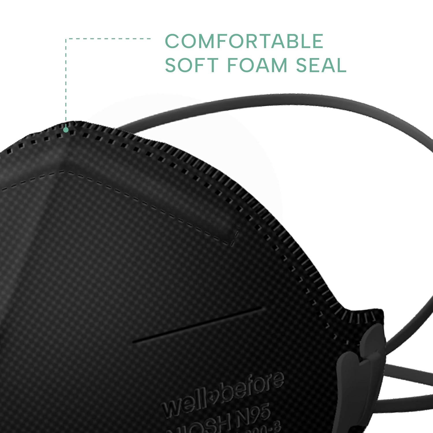 Well Before N95 Mask - NIOSH Approved Respirator (Black, Pack of 20), Lightweight design, Breathable and comfortable for long periods of wear, N95 Masks For Adults - Image 6