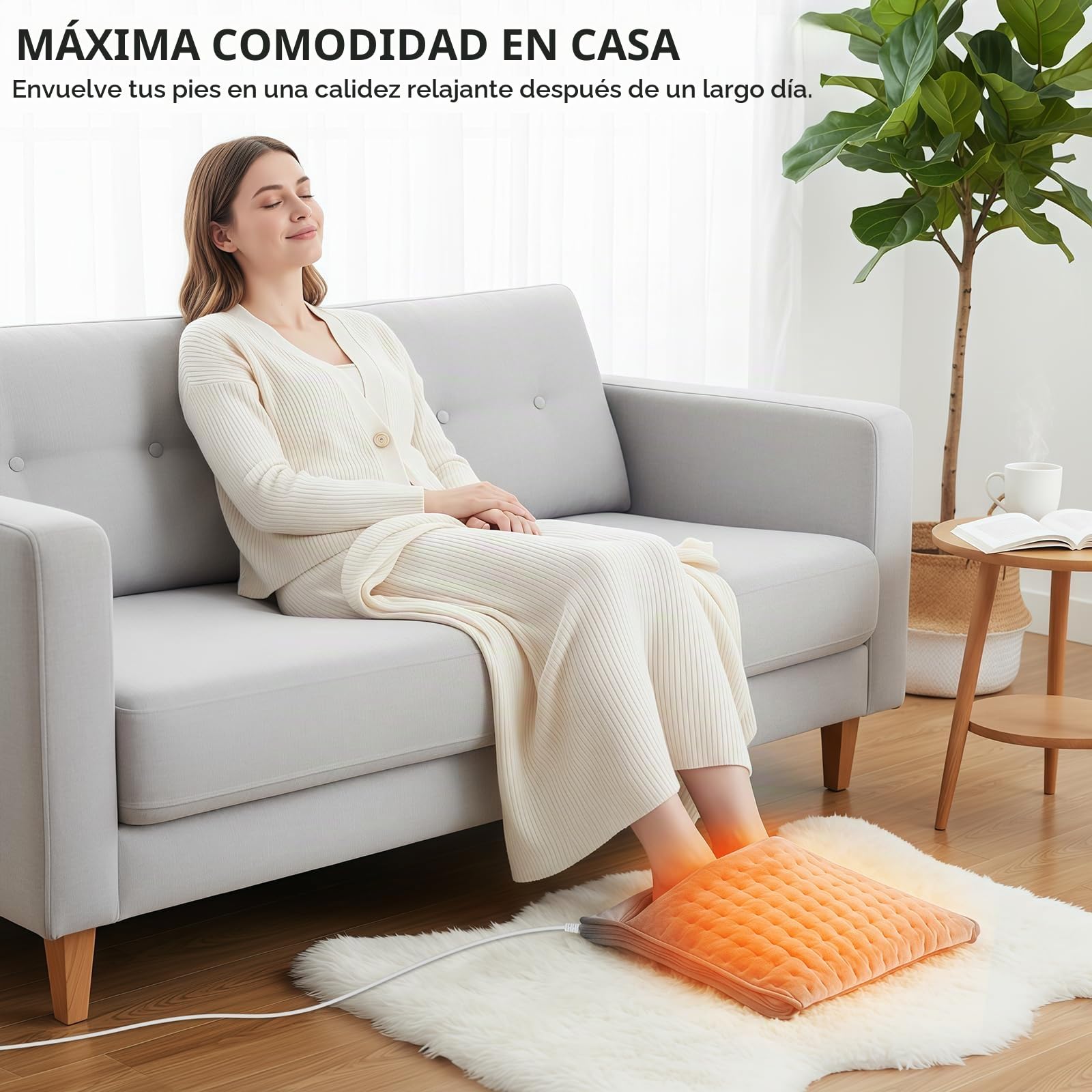 Qoosea Manta Eléctrica Pies con Cremallera - 6 Temperaturas, 4 Temporizadores, Seguridad - Lavable a Máquina para Hogar, Oficina, Pies Fríos y Artritis