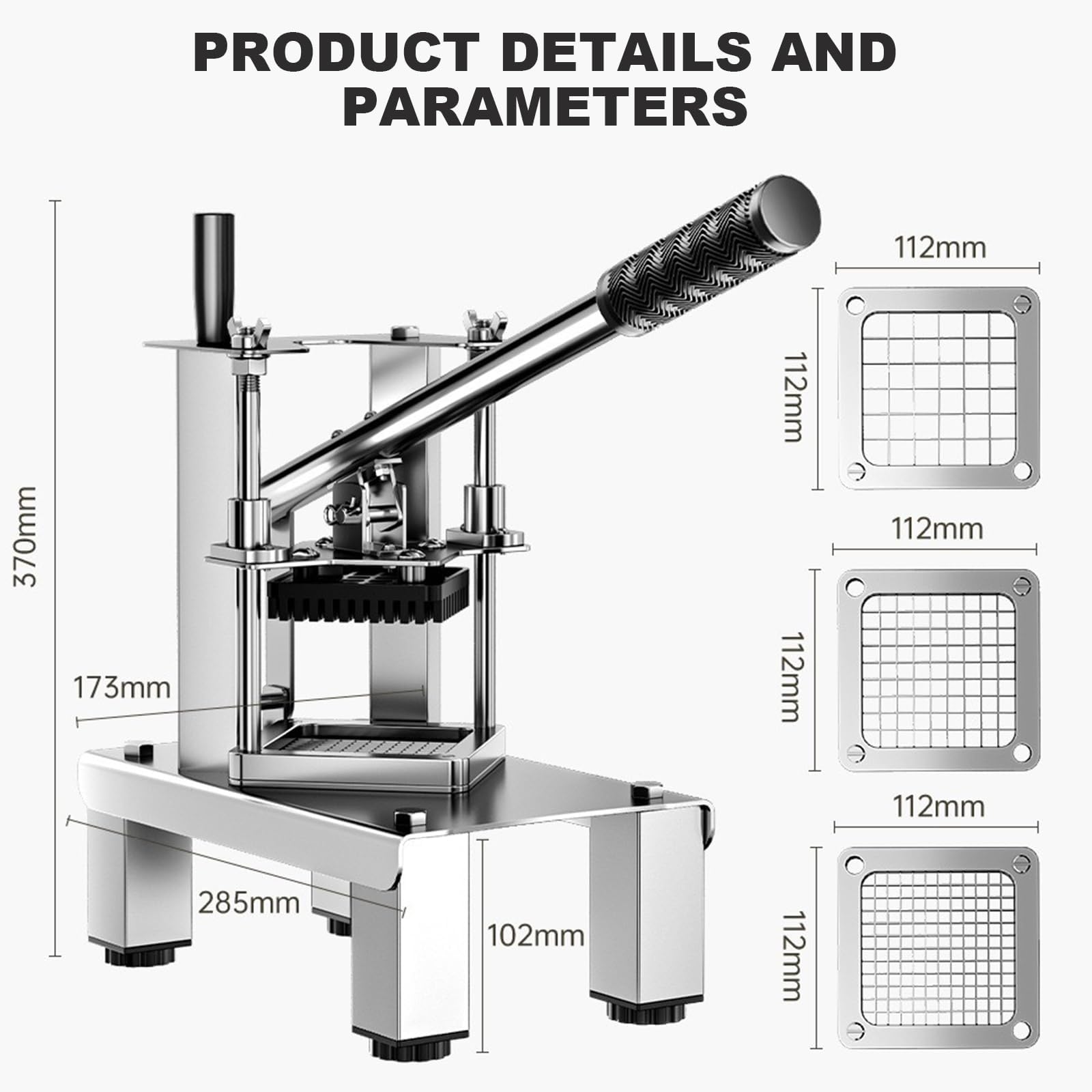 Affettaverdure in acciaio inox, affetta patate e affettatrice per alimenti con 3 lame per cipolla, carota, cetriolo, manico esteso