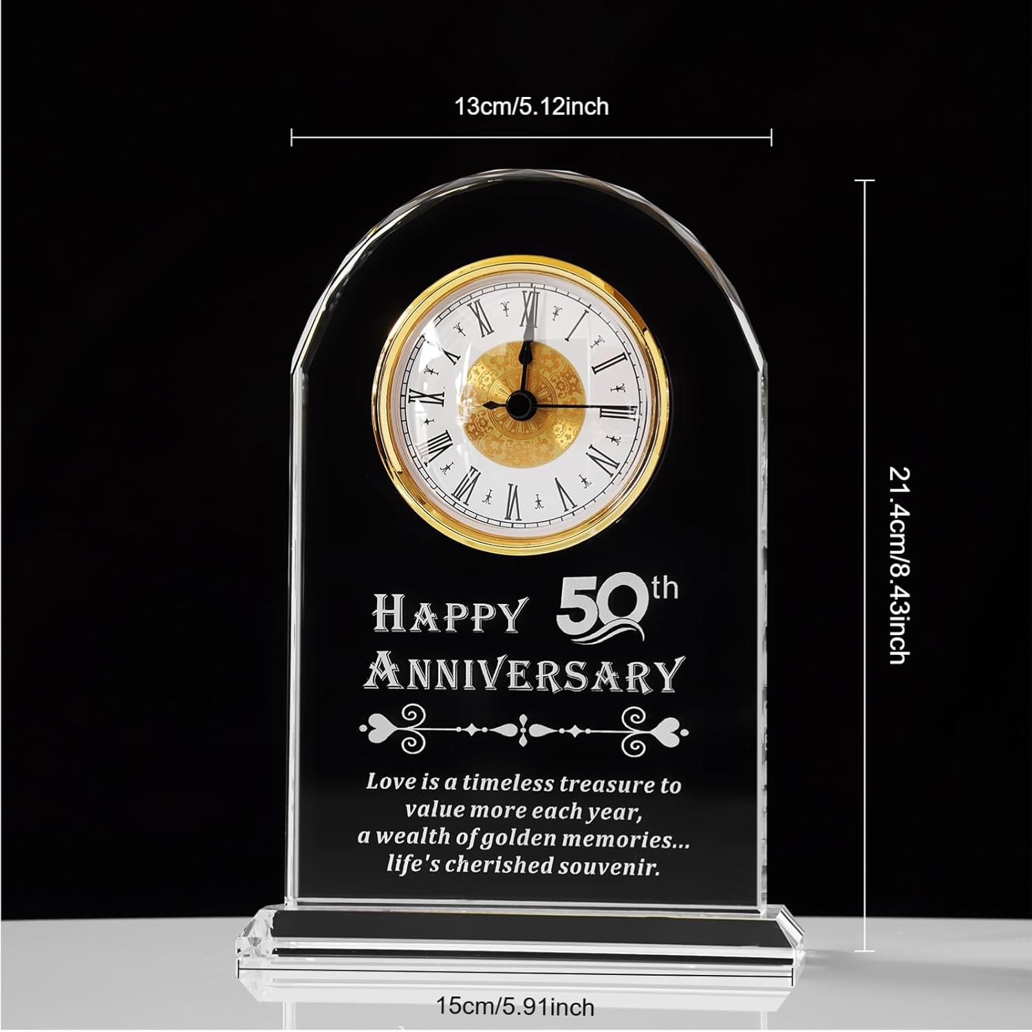 50th Wedding Anniversary Quartz Clock Gifts for Parents, 50 Years Golden for Couple, Happy 50th Anniversary Decoration Gift for Her Him (Battery not Included) (50th - Image 4