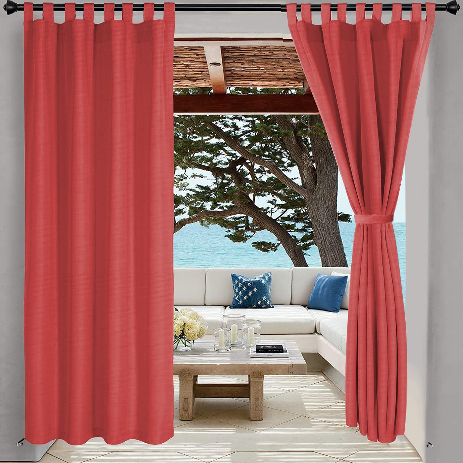 HIPPO Polyester Waterproof Rain Protection Curtains for Outdoor Balcony UV & Sun Protection Curtain (4.5FTX5FT, WR-MarsalaRed, Pack of 2)-image-27