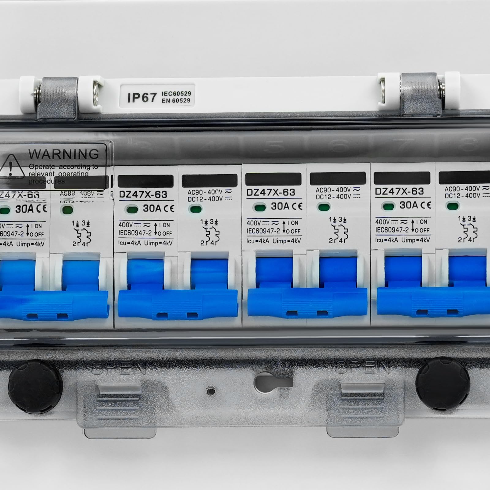 Überspannungsschutz PV DC Trennschalter PV Anlage mit Solarstecker MC4-Stecker 400V 40KA Leitungsschutzschalter Anschlusskasten IP67 Wasserdicht Blitzschutz für Photovoltaik (30A, 4-in 4-out)