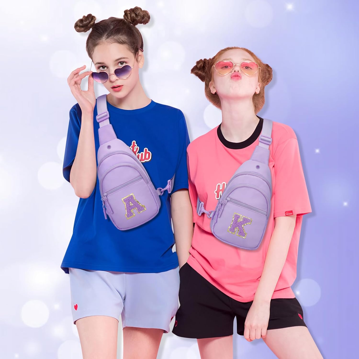 Small Initial Sling Crossbody Bags for Girls Fanny Pack Chest Bag Purse Personalized Birthday Gift - Purple - A - Image 7