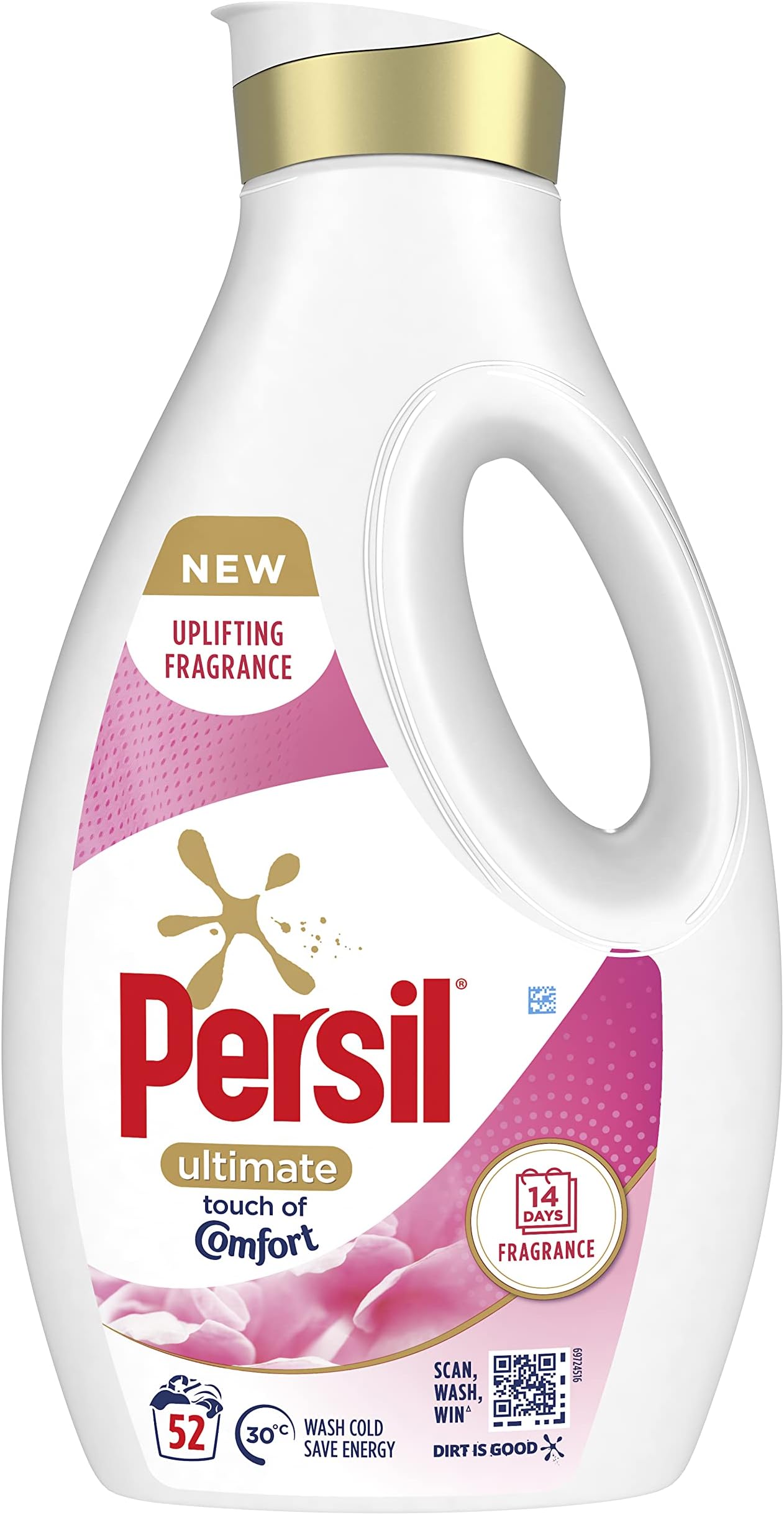 Persil Ultimate Touch of Comfort Washing Liquid Detergent laundry smelling fragrant and clean for longer for 14 days of uplifting fragrance 52 Washes 1.404 L