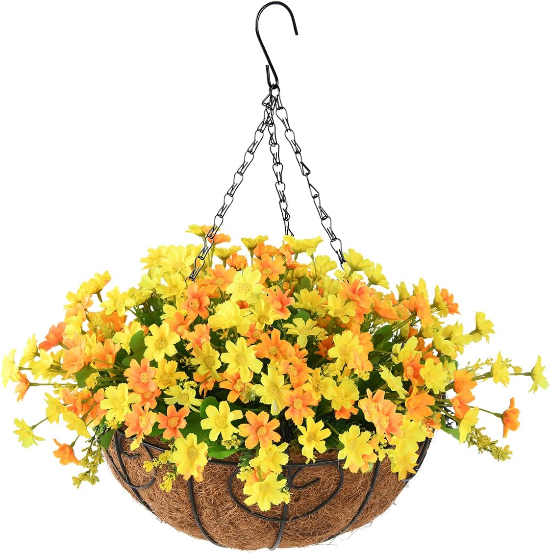 INQCMY Fall Artificial Hanging Flowers in Basket,Lvy Basket with