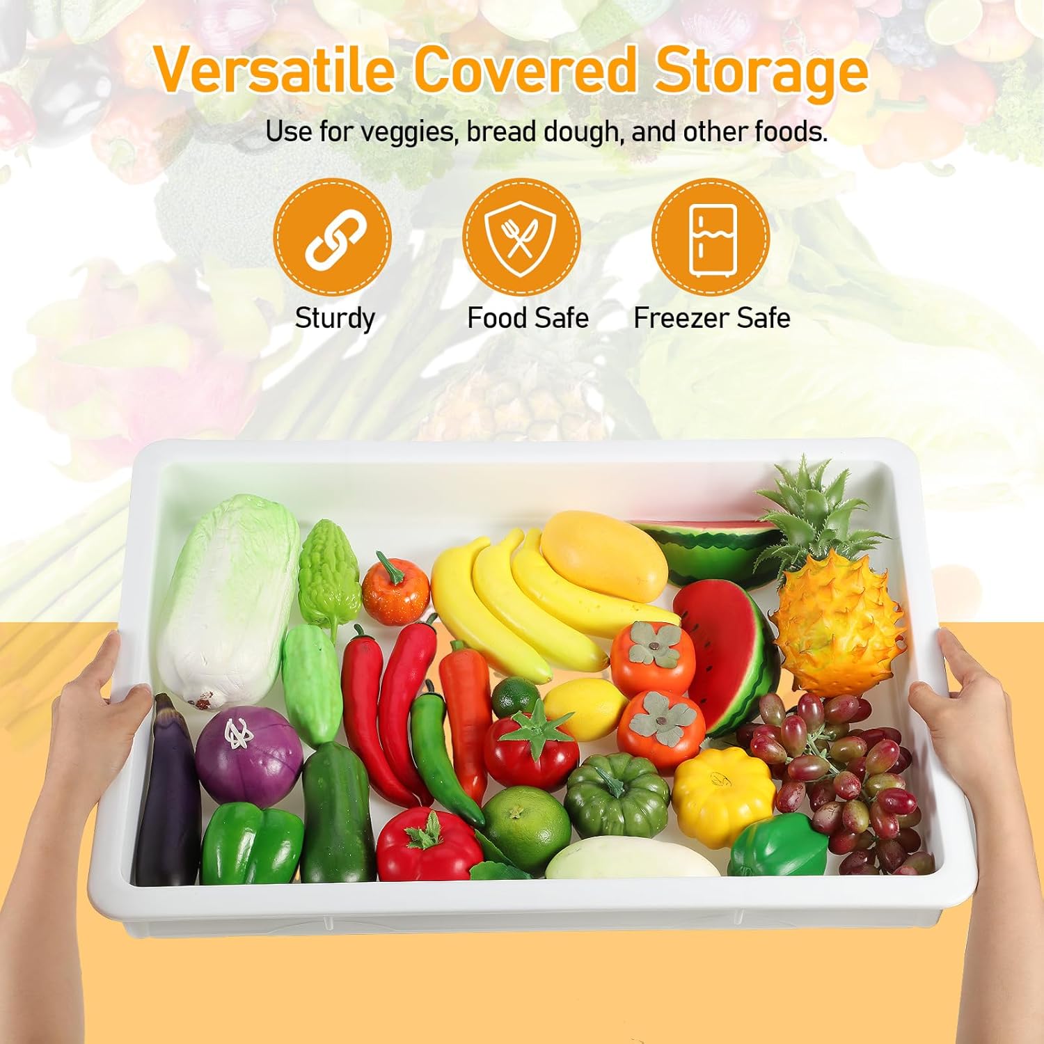 Tioncy 4 Pcs Pizza Dough Proofing Box Dough Container Stackable Trays with Lids Pizza Storage Container Collapsible for Storage Safekeeping, 25.98'' x 17.91'' x 3.23'', 4 Trays and 1 Covers