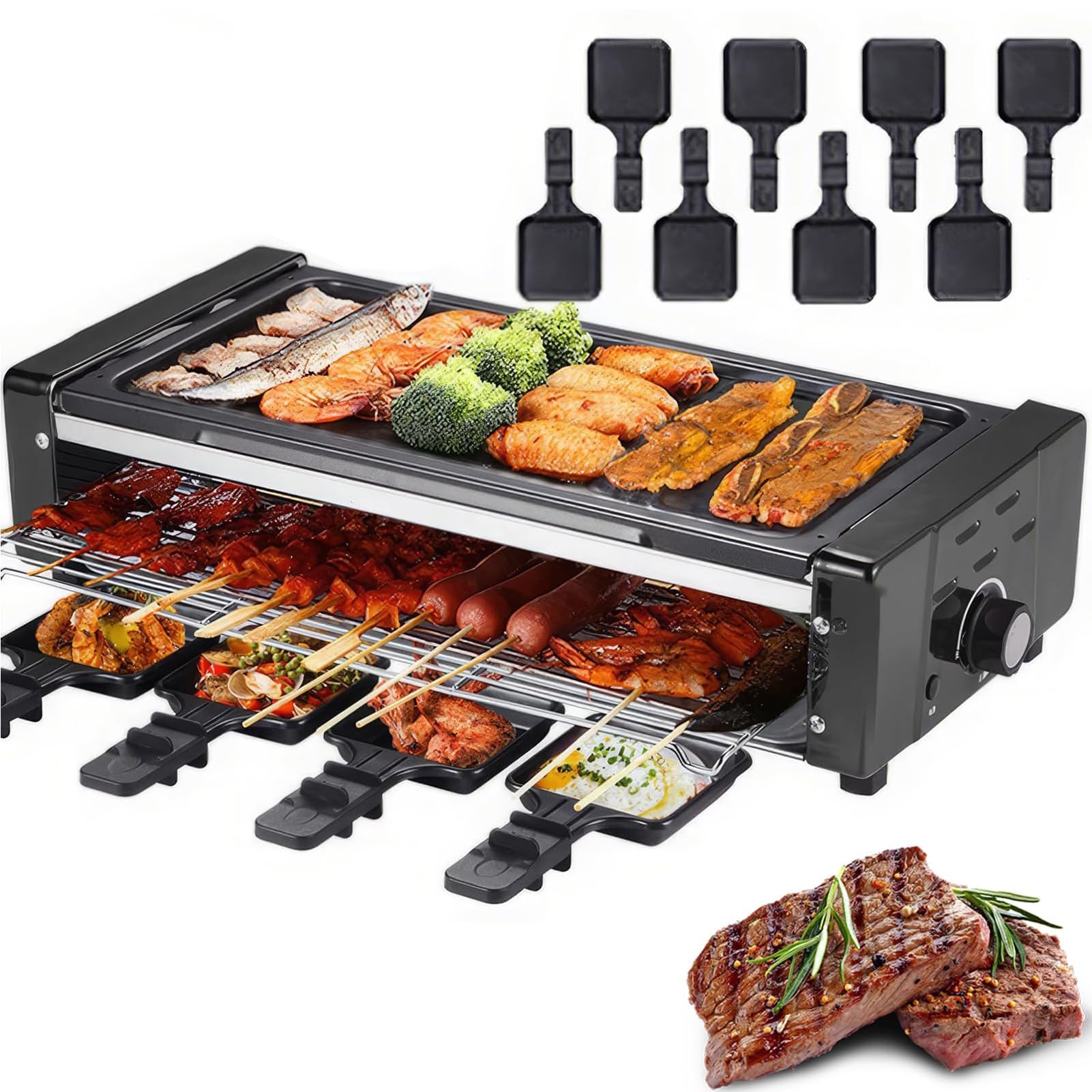 Parrilla eléctrica para barbacoa sin humo con revestimiento antiadherente de alta duración