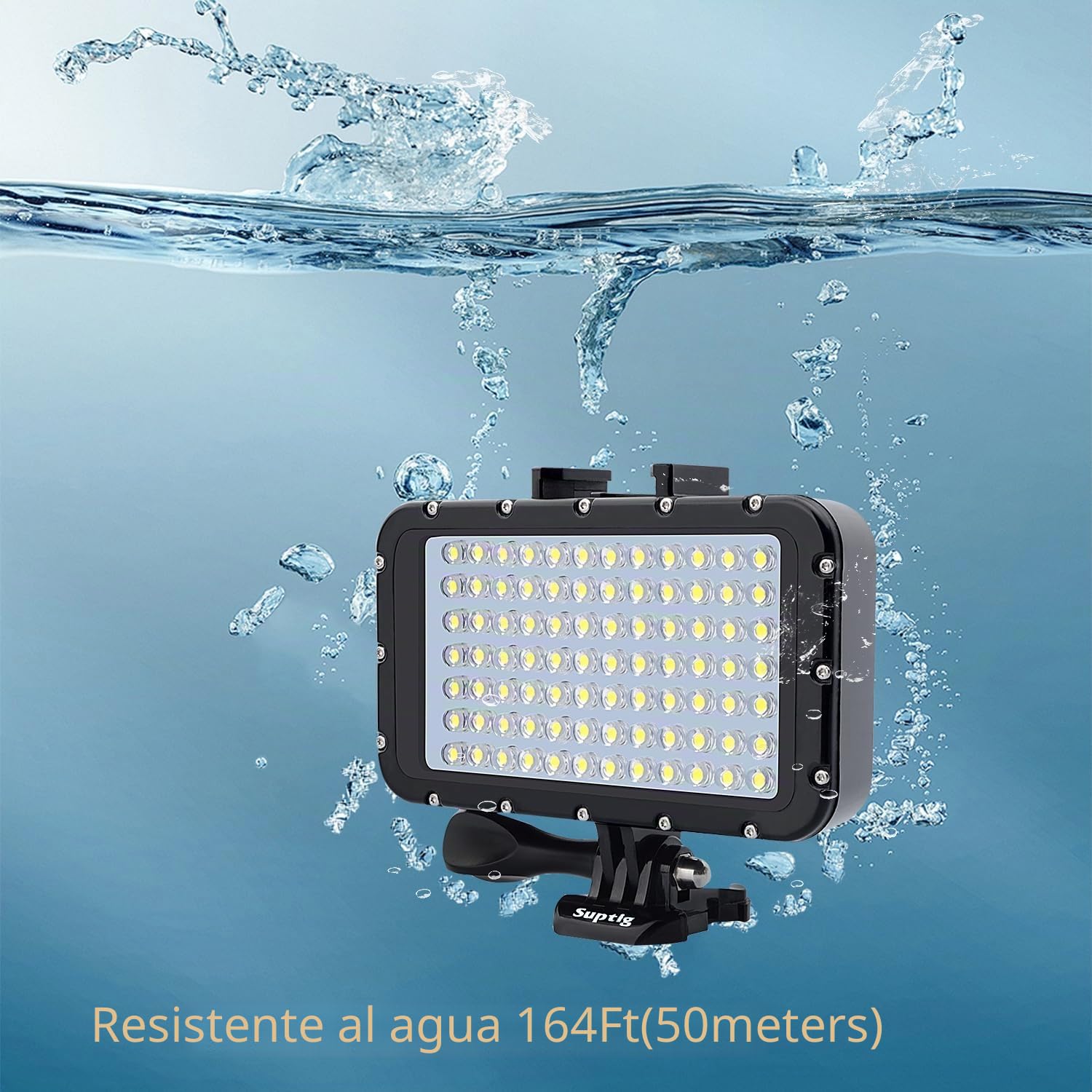 Suptig Luz de vídeo, Lámpara Impermeable, Luz de Buceo, 84 LED Lámpara, Impermeable 164 Pies (50 Metros) Compatible con Cámaras Reflex Gopro Canon Nikon Pentax Panasonic Sony Samsung