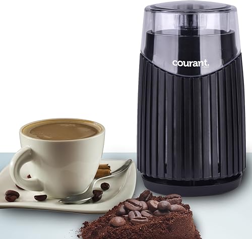 Miniatura 6 de Courant Molinillo de café eléctrico para granos de café, cuchillas de acero inoxidable para especias, base duradera, hace hasta 6 tazas de café,