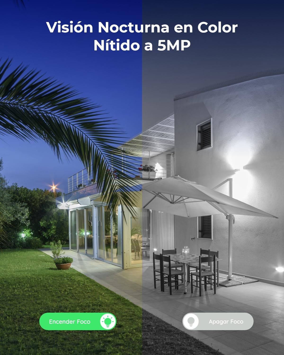 Reolink 5MP Camara Exterior Panel Solar WiFi Cámaras Sin Cables con Batería | Visión Nocturna en Color, Detección de Personas/Vehículos/Pets, 2,4GHz/5GHz Wi-Fi, Cloud, Argus Eco Pro con Panel Solar