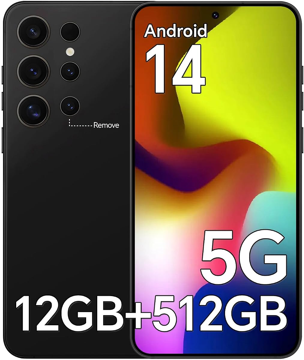Teléfonos Libres BQ24 Ultra, Smartphone Android 14, Teléfono Celular con Pantalla HD de 6.8", 12GB RAM + 512GB Almacenamiento, Cámara 48MP+108MP, Batería de Larga Duración 5000mAh, Dual SIM, GPS