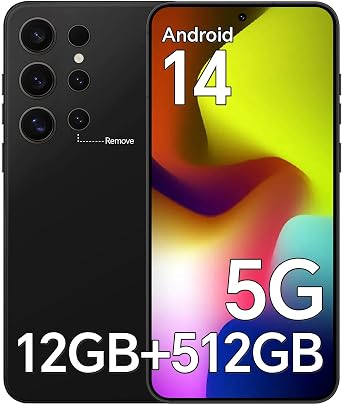 Unlocked Phones BQ24 Ultra, Android 14 Smartphone, 6.8" HD Display Cell Phone, 12GB RAM + 512GB Storage, 48MP+108MP Camera, 5000mAh Long Battery Life, Dual SIM, GPS