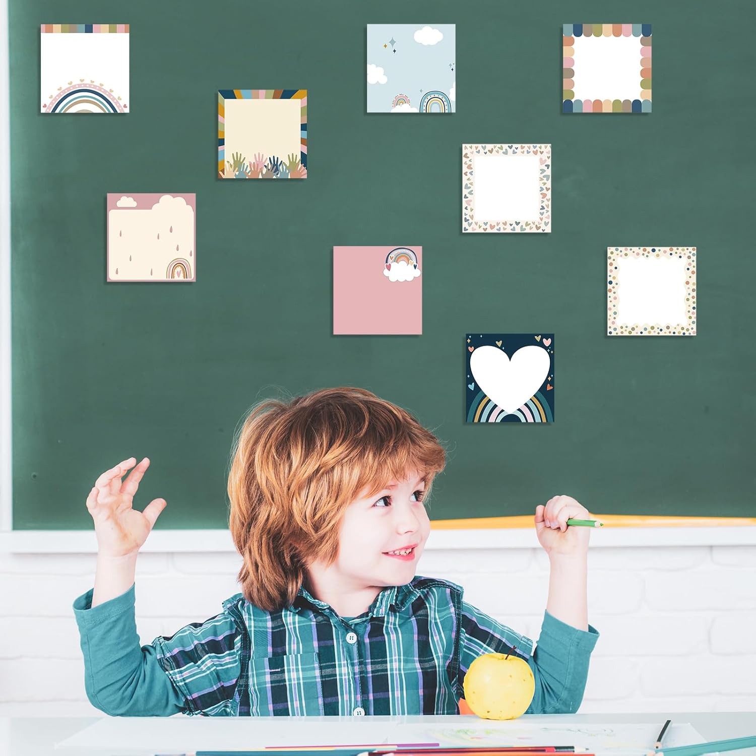 9 Pads Boho Sticky Notes 3x3 Inch Cute Self Stick Notepads Notes Adhesive Memo Pad Office Decor Gifts for Students School Teacher Meeting Office Supplies - Image 4